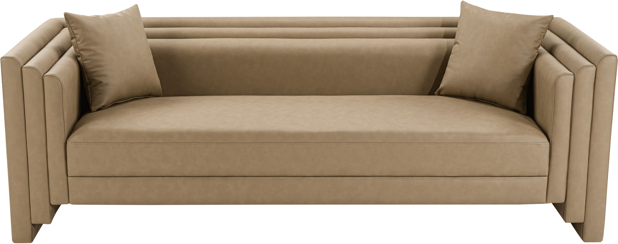 Everett - Vegan Leather 88.5" Upholstered Sofa - Tan