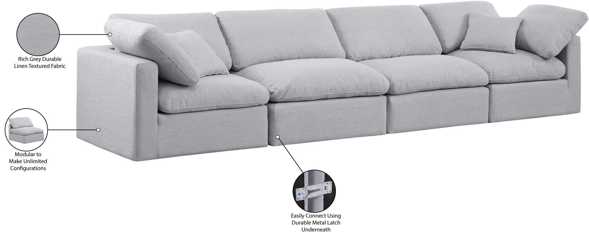 Indulge - Linen 4 Seat Modular Sofa