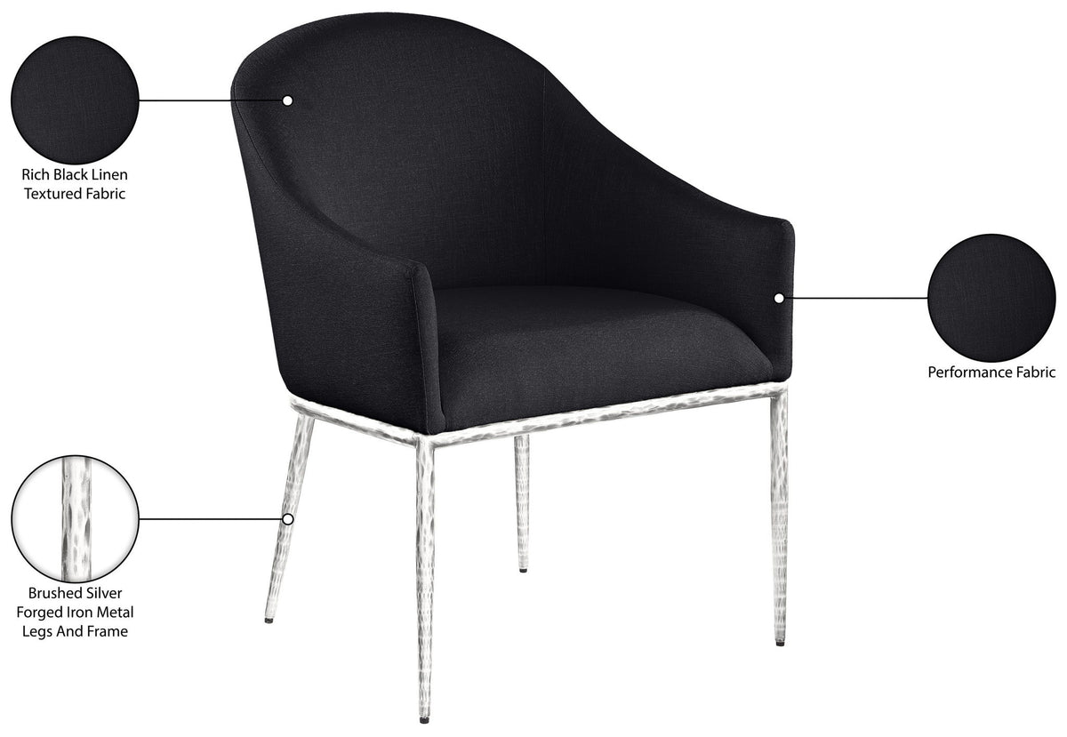 Ferro - Upholstered Dining Arm Chair With Brushed Silver Legs