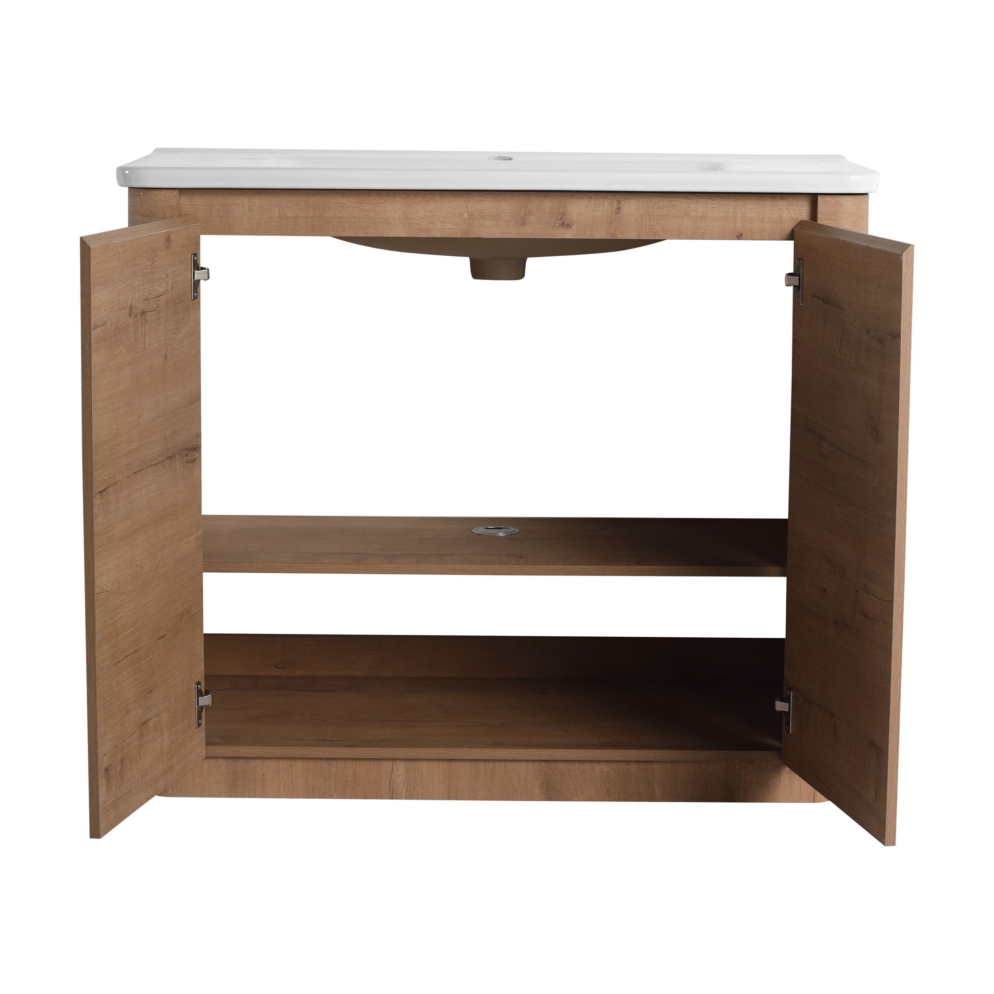 Freestanding Bathroom Vanity With Sink, 2 Soft Close Doors & Storage Rack