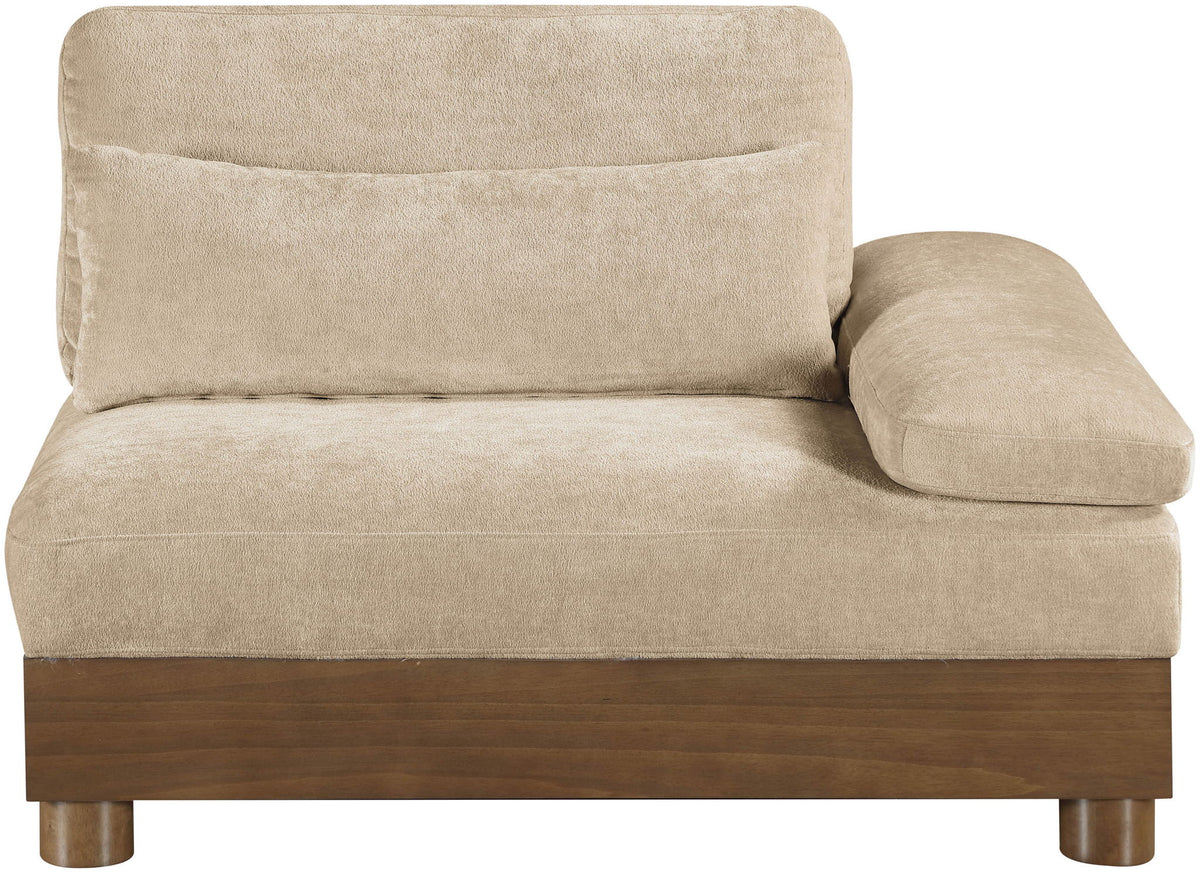 Turin - Chenille Fabric Upholstered Modular Arm Chair - Walnut Base