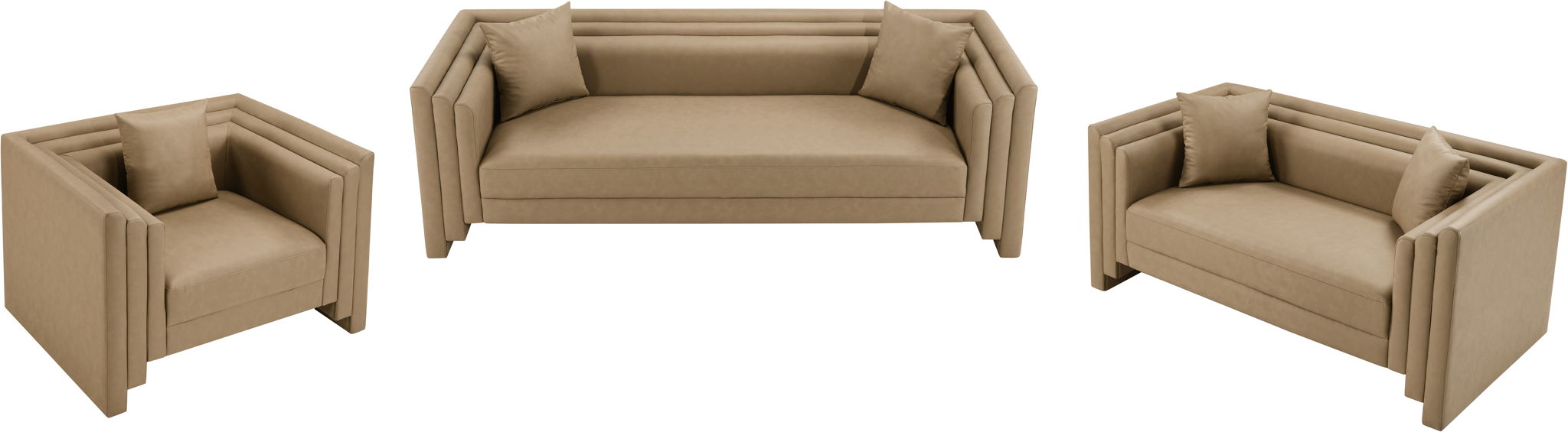 Everett - Vegan Leather 88.5" Upholstered Sofa - Tan
