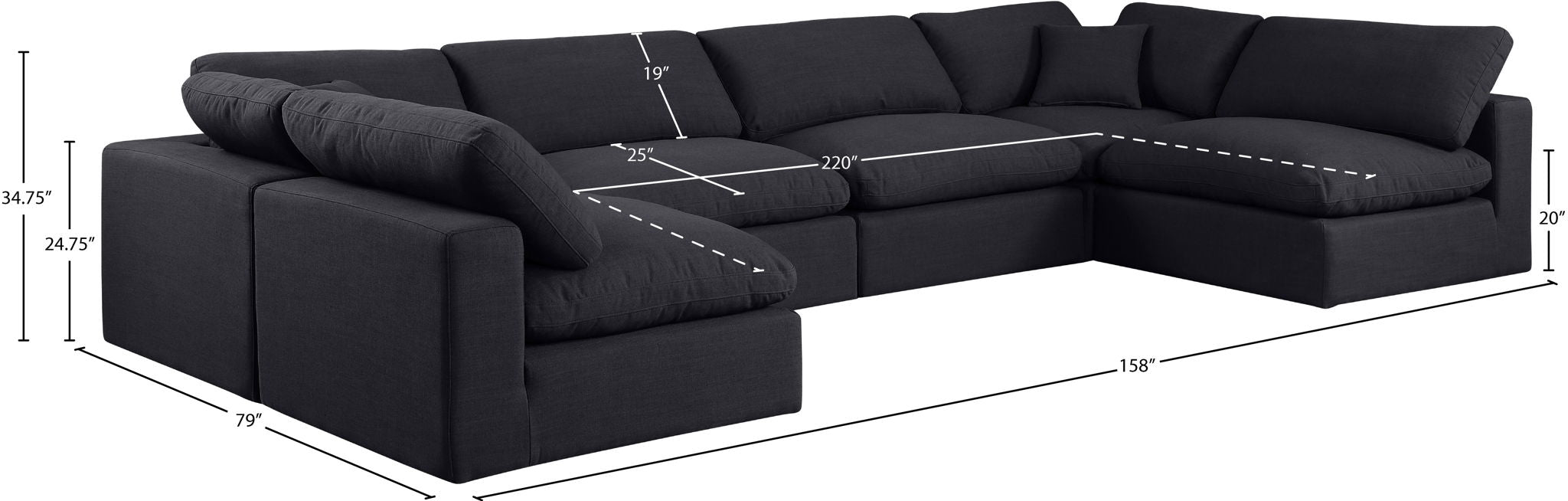 Comfy - 6 Piece Linen Modular Armless Sectional