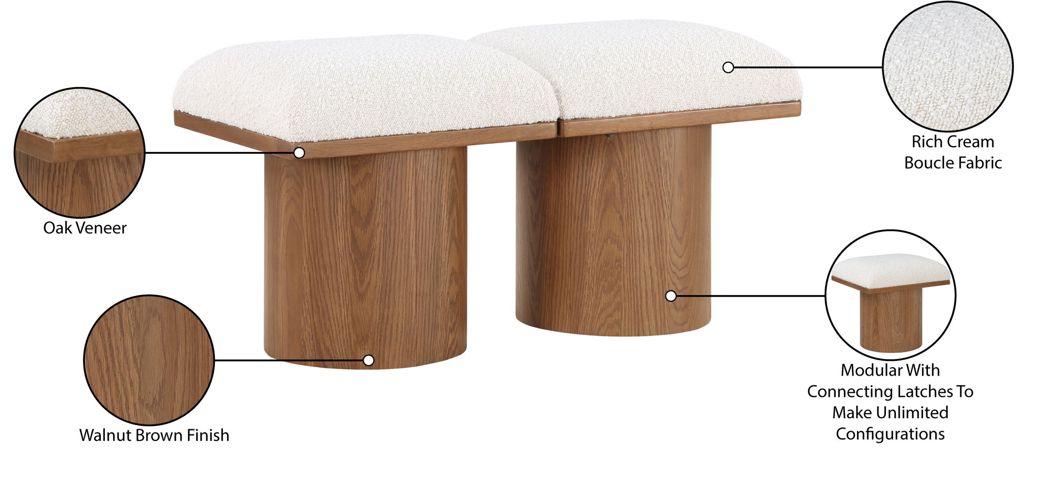 Pavilion - 2 Piece Modular Bench With Brown Base