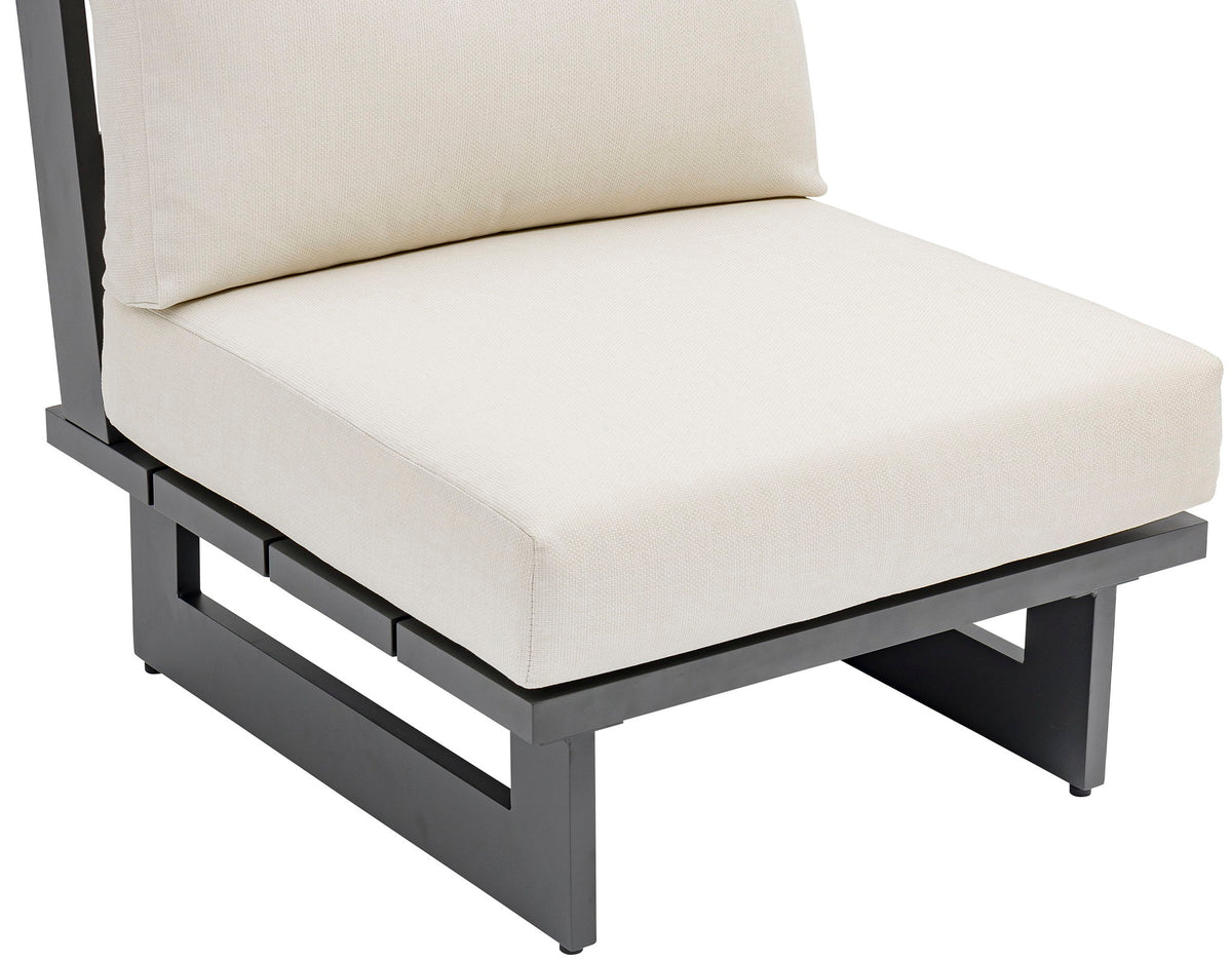 Maldives - Water Resistant Outdoor Patio Armless Chair With Gray Frame - Cream