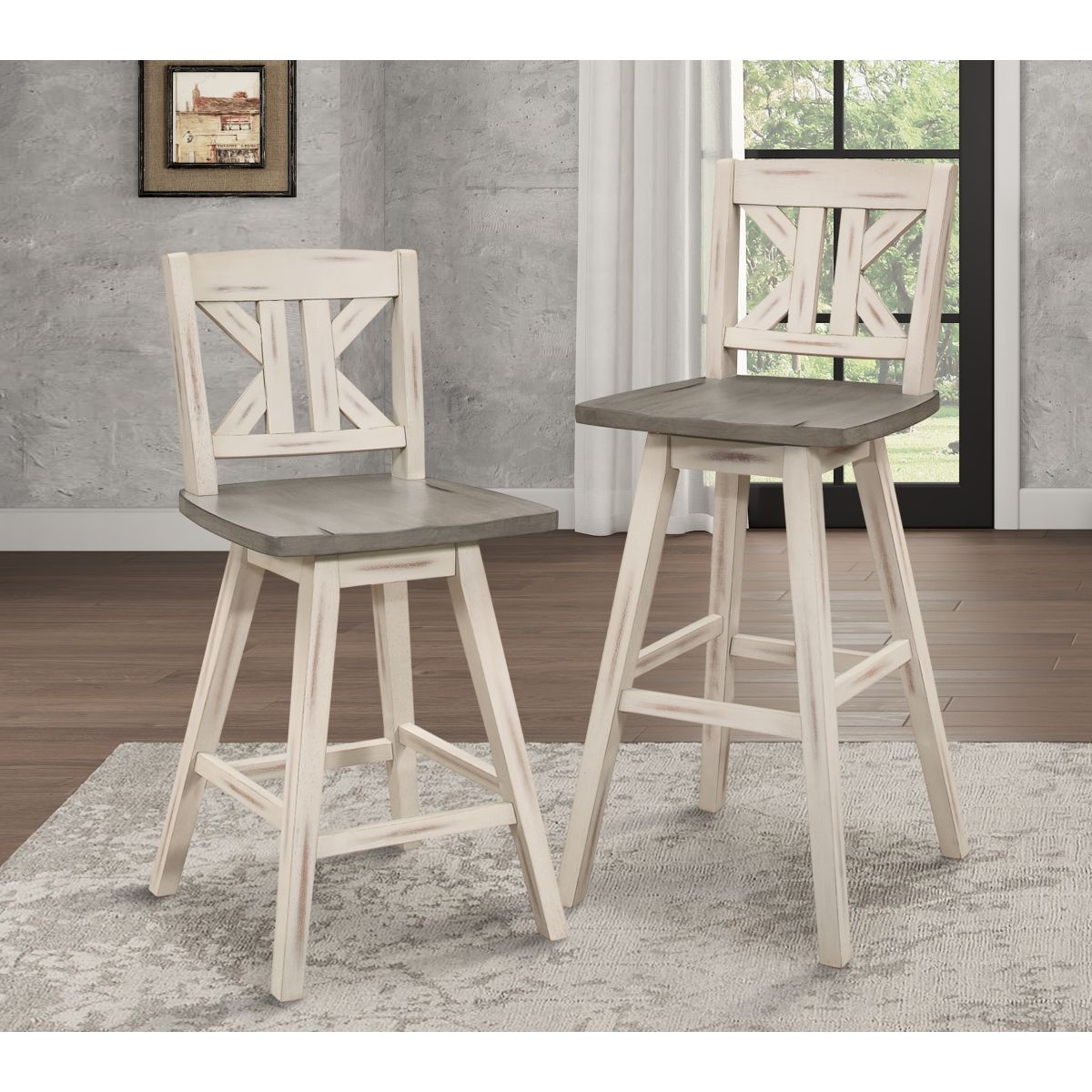 Amsonia - Swivel X-Back Counter Height Chair (Set of 2)