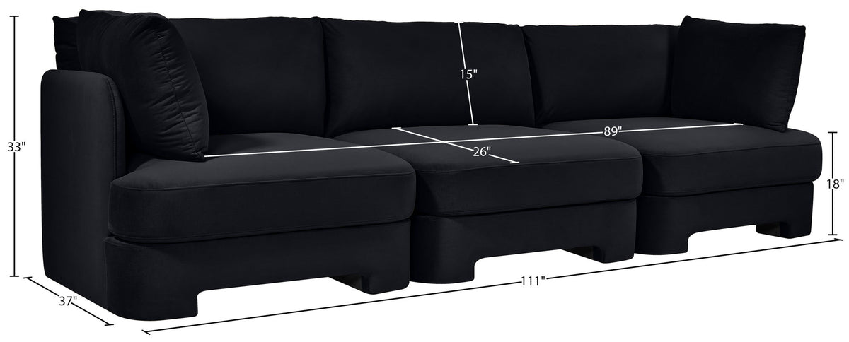 Hammond - Velvet Performance Fabric Upholstered 3 Piece Sofa