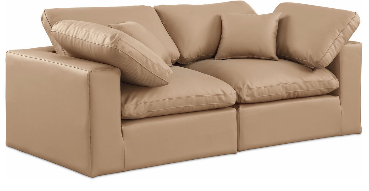 Comfy - Faux Leather Modular Sofa 2 Pieces - Tan