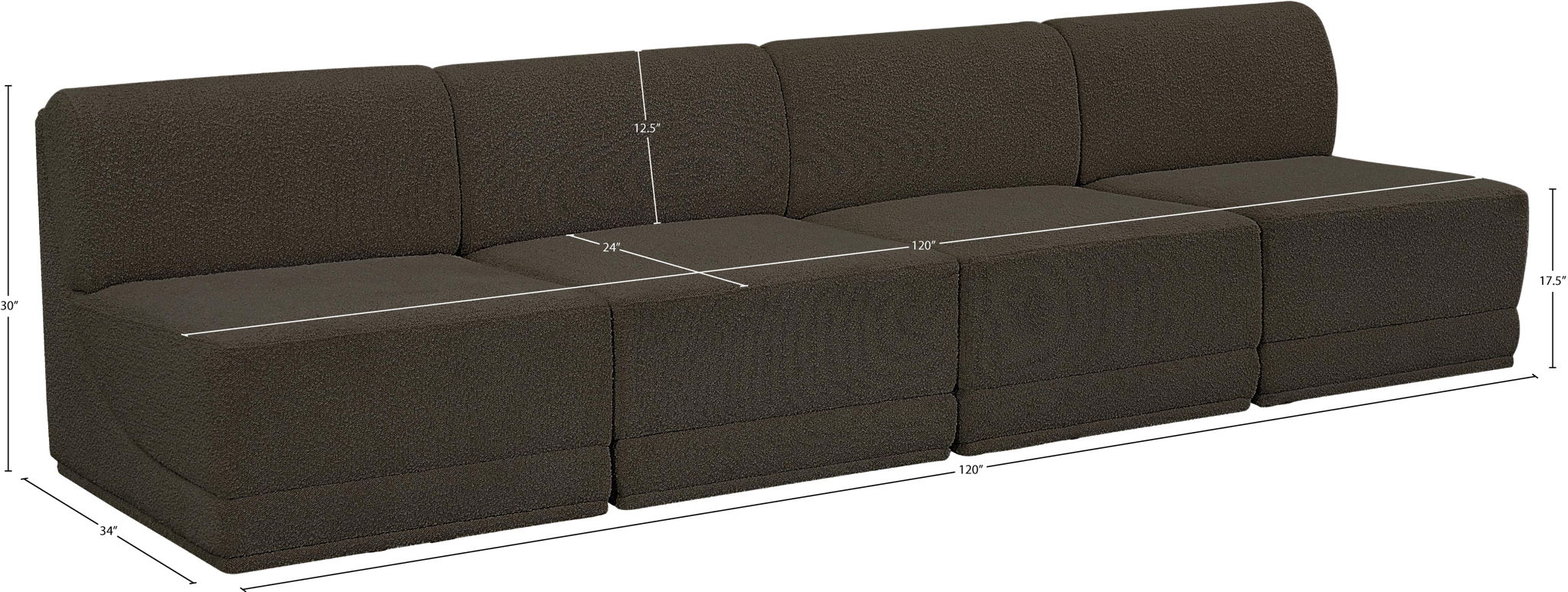 Ollie - 4 Seat Armless Modular Sofa