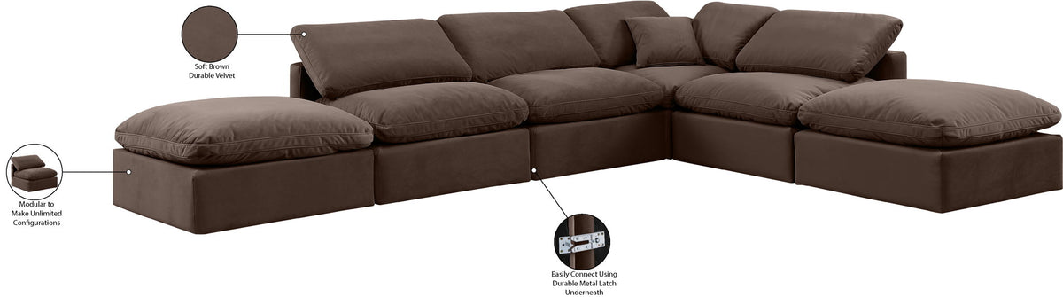 Indulge - Velvet 6 Piece Modular Armless Sectional