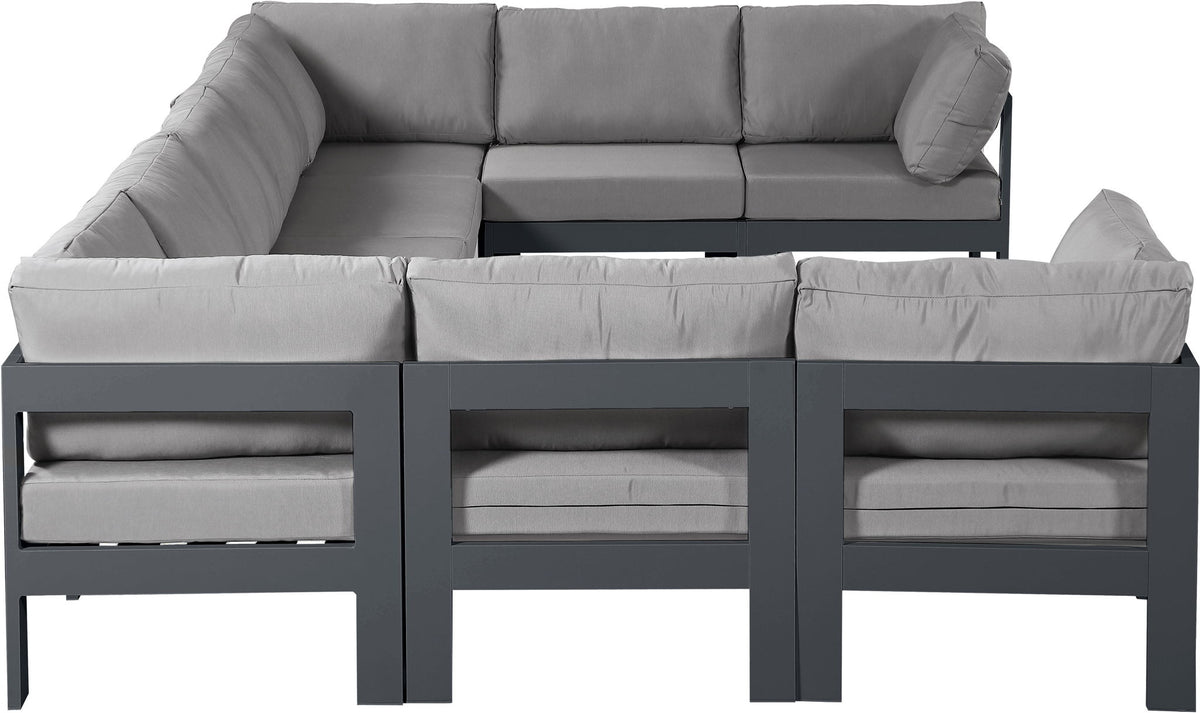 Nizuc - Outdoor Patio 9 Piece Modular Sectional With Gray Frame