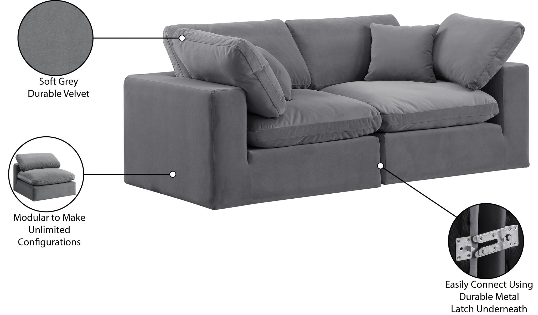 Comfy - Velvet Modular Sofa 2 Seats