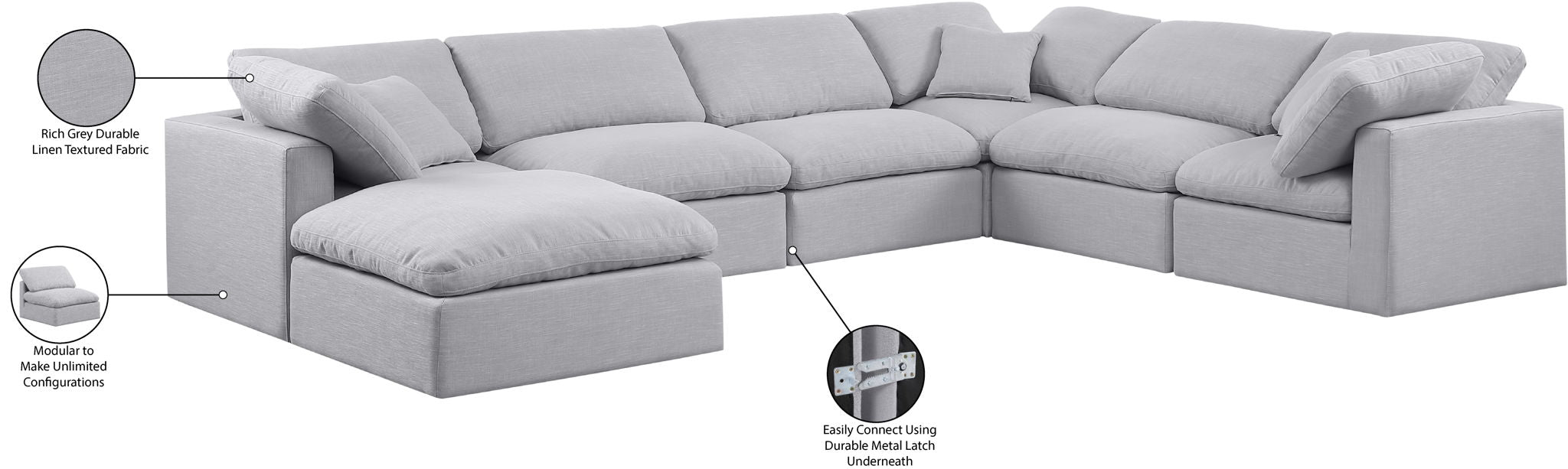 Indulge - Linen 7 Piece Modular Sectional