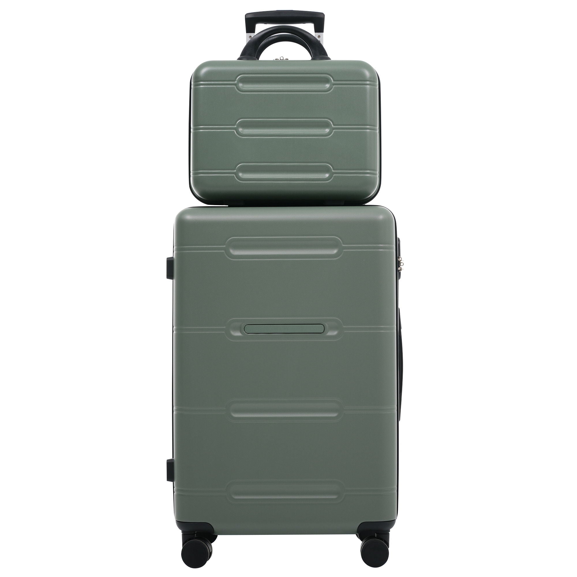 6 Piece Lightweight Hardshell Luggage Set With Double Spinner Wheels, Password Lock