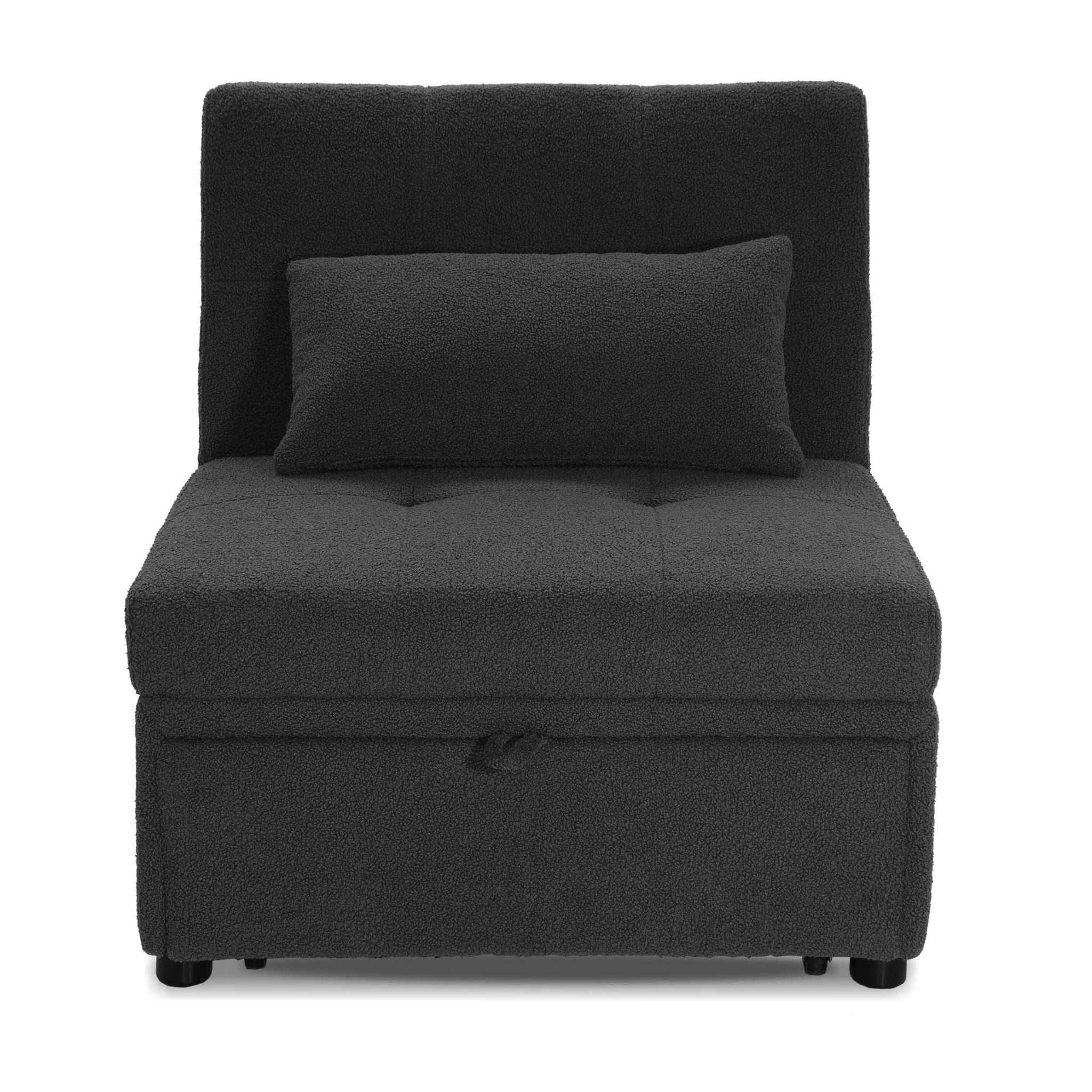 Sleeper Sofa Chair, Convertible Pull Out Bed Couch - Black