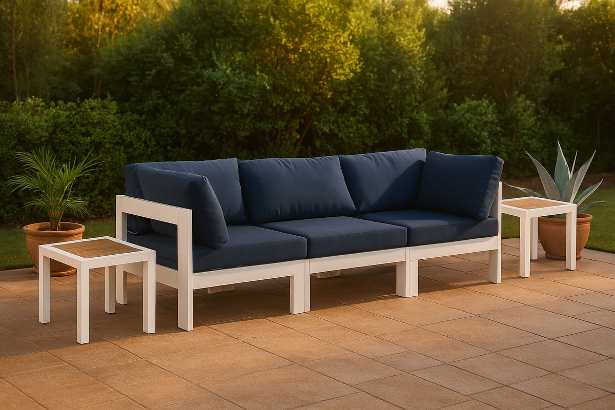Nizuc - Outdoor Patio 3 Seat Modular Sofa With White Frame