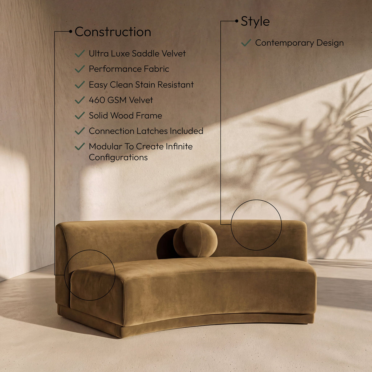 Avra - Velvet Performance Fabric Upholstered Armless Sofa