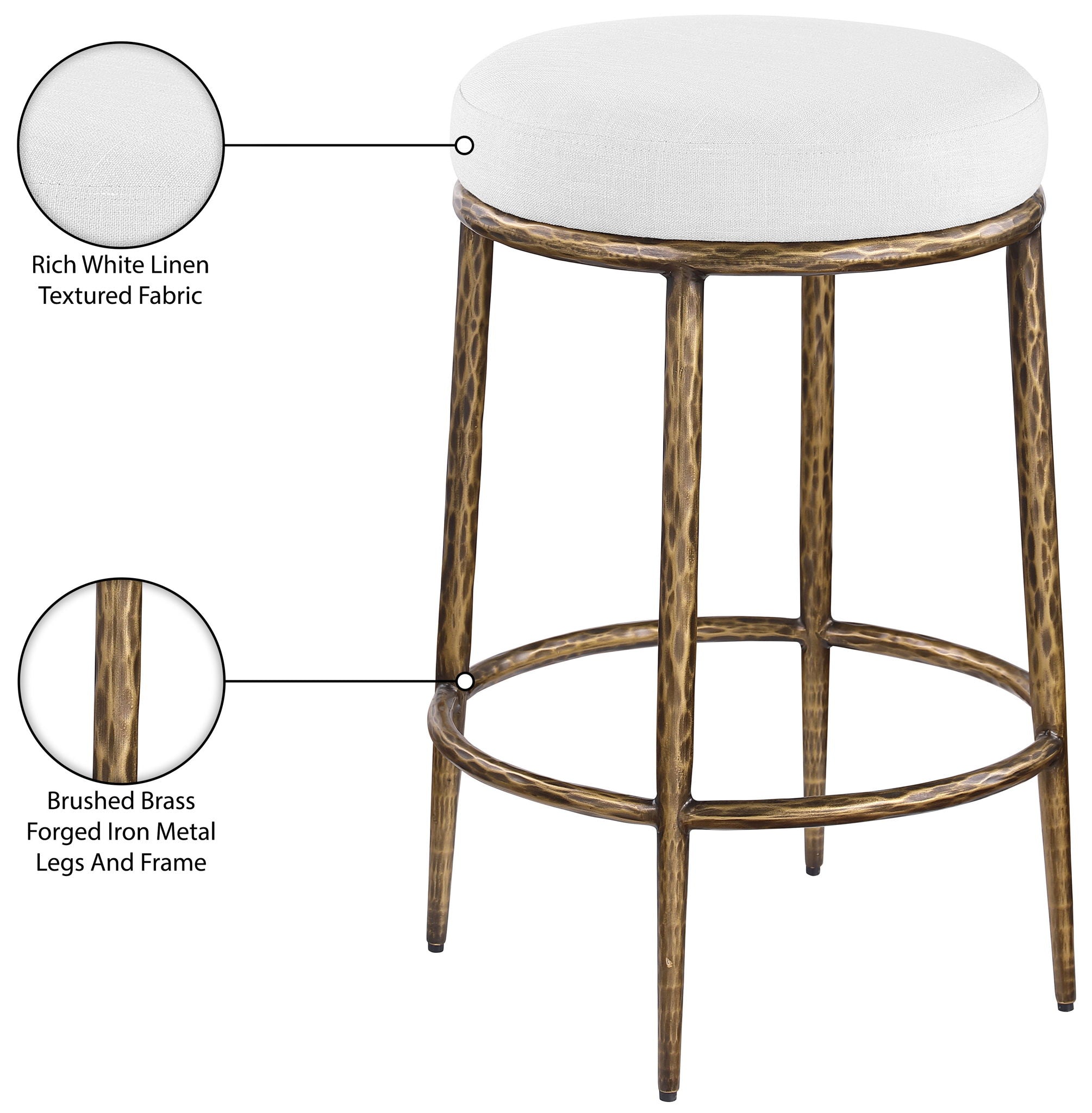 Ferro - Upholstered Backless Counter Stool With Brushed Gold Base
