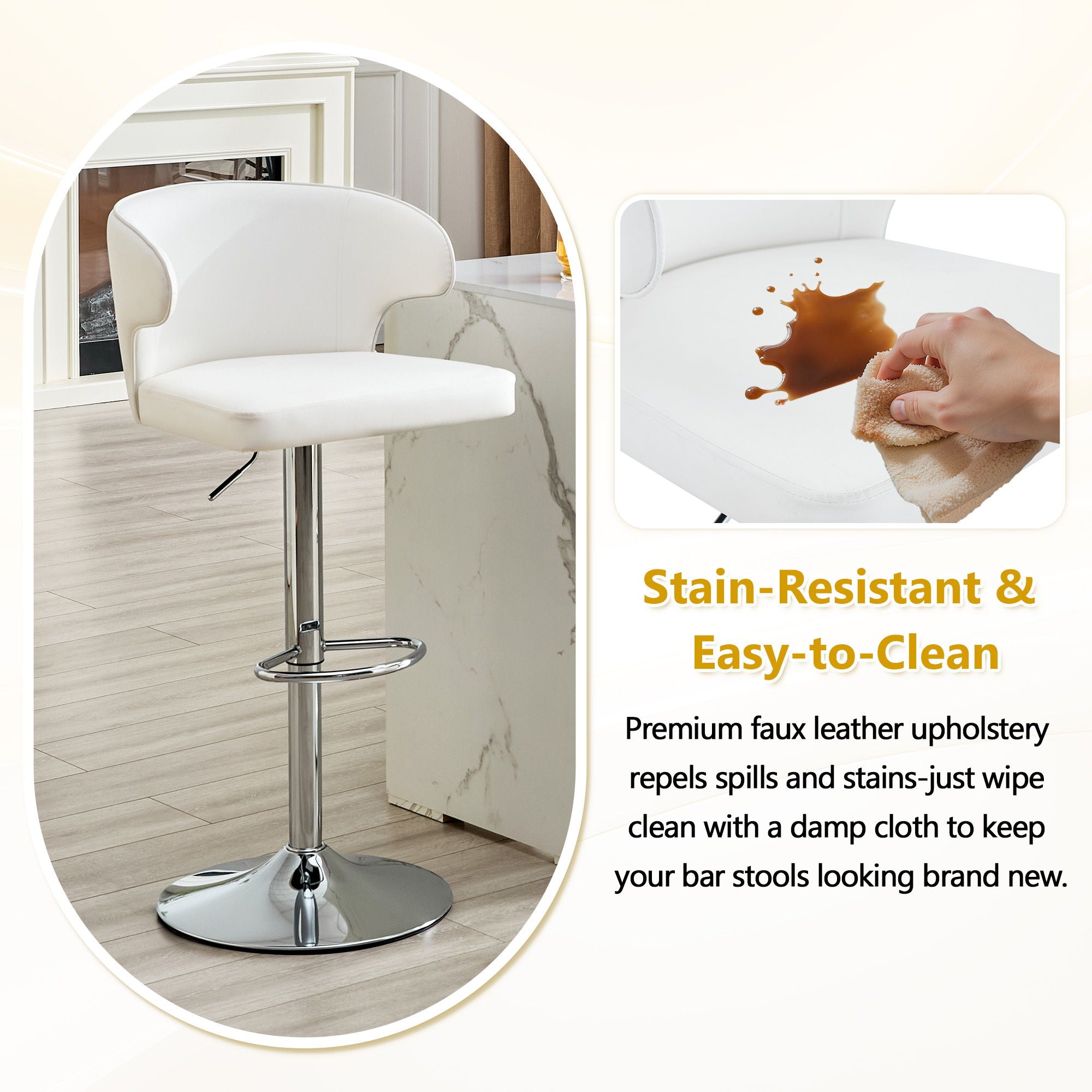Adjustable Swivel Bar Chair With Ergonomic High Back Design