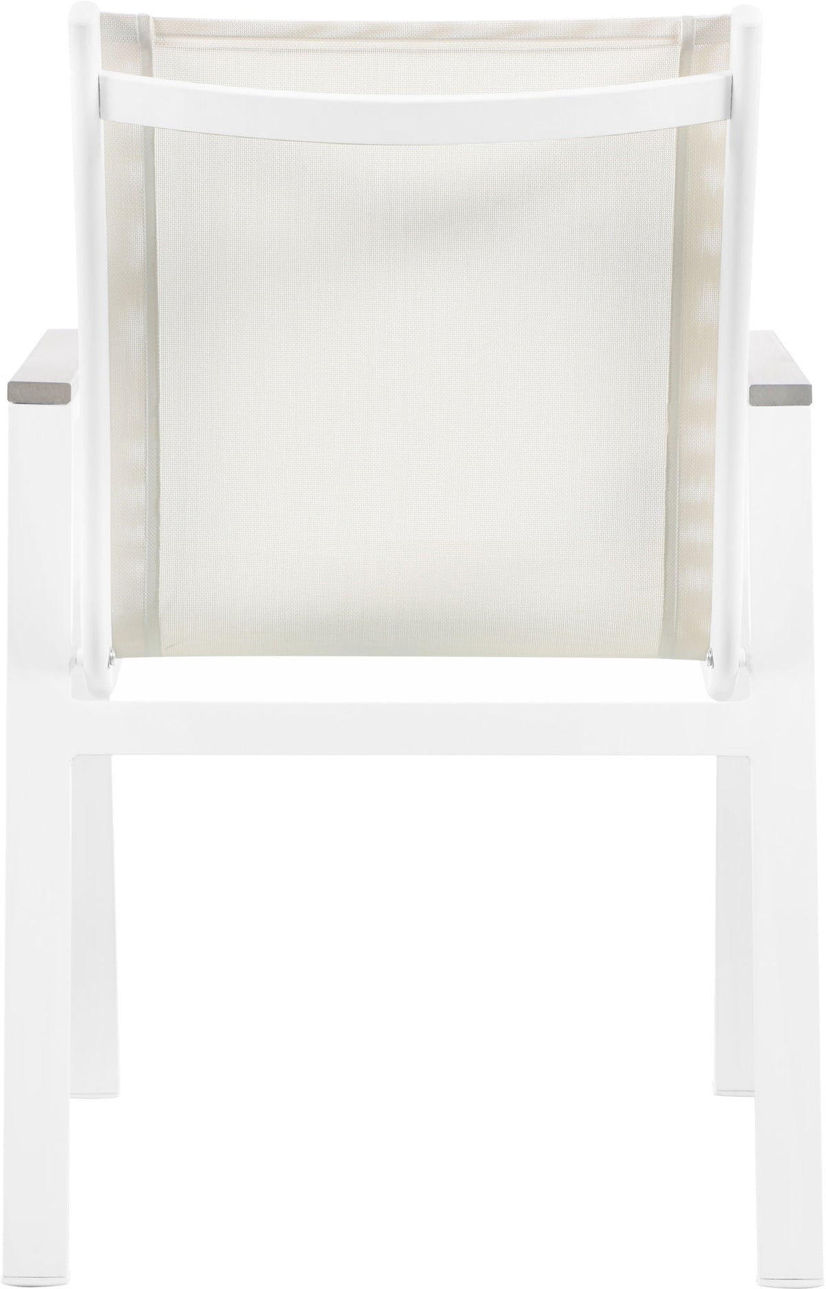 Nizuc - Outdoor Patio Dining Arm Chair With White Frame And Gray Arms (Set of 2)