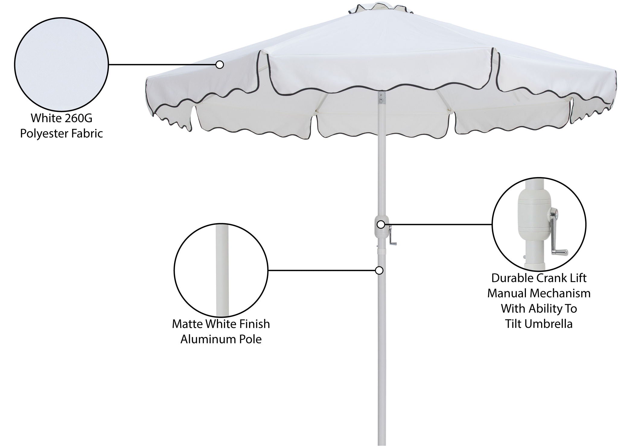 Amalfi - Patio Umbrella - White Pole
