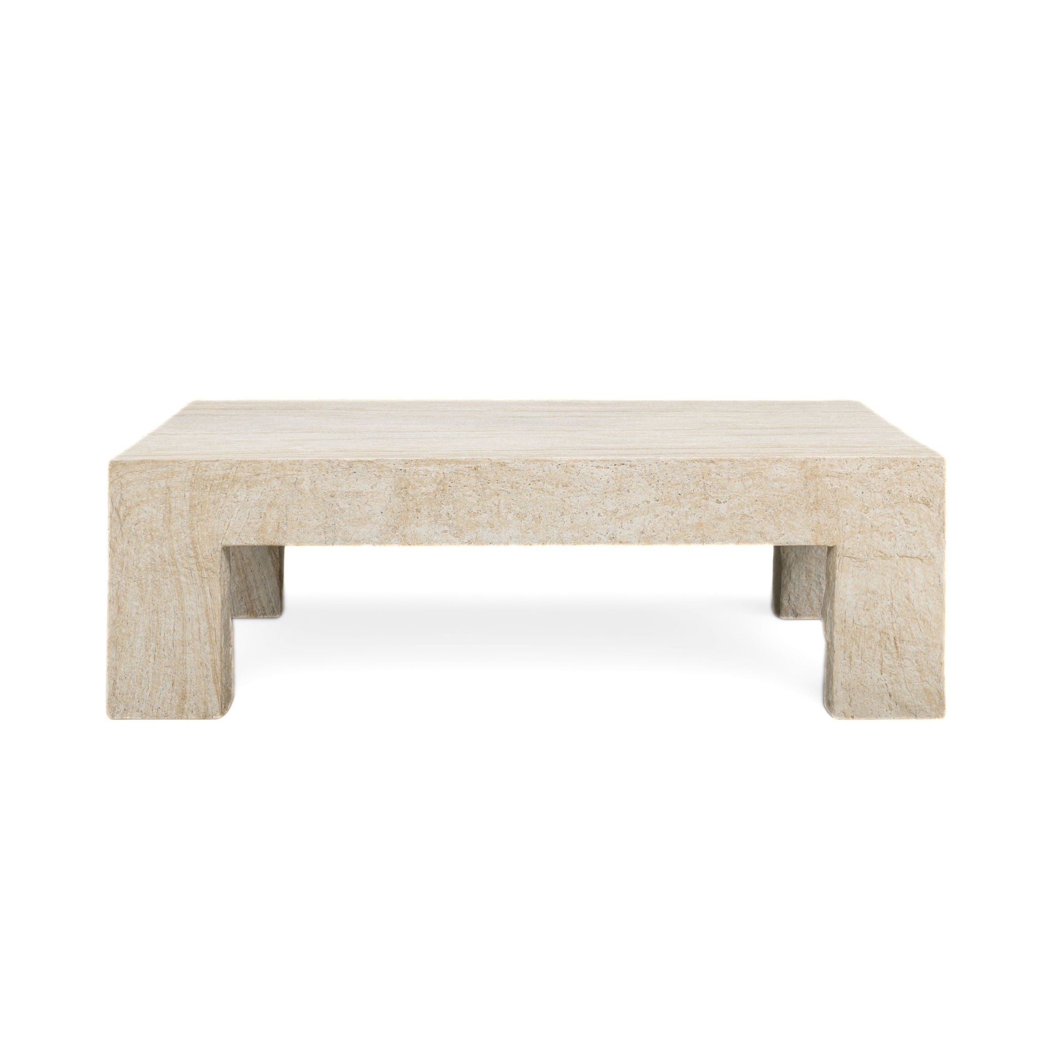 Roxanne - Faux Slab Indoor / Outdoor Large Coffee Table - Travertine