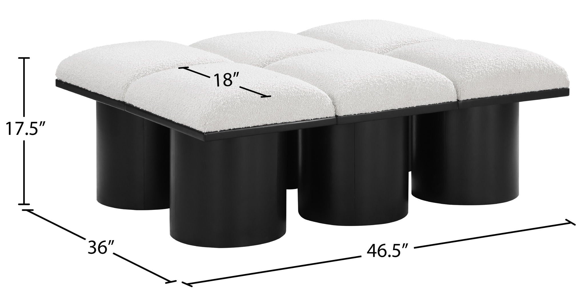 Pavilion - 6 Piece Modular Bench With Black Base