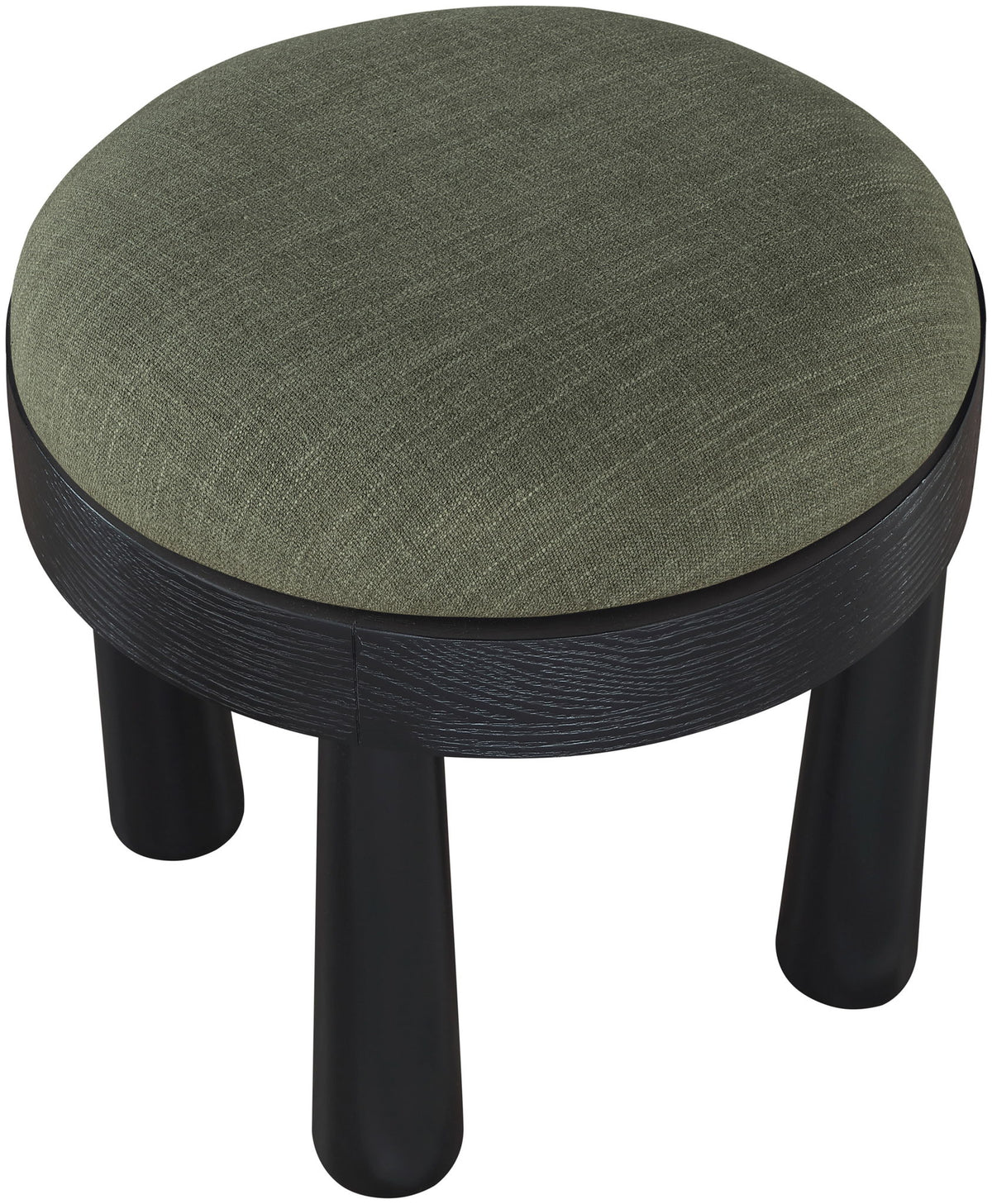 Larea - Linen Textured Fabric Ottoman - Black Base