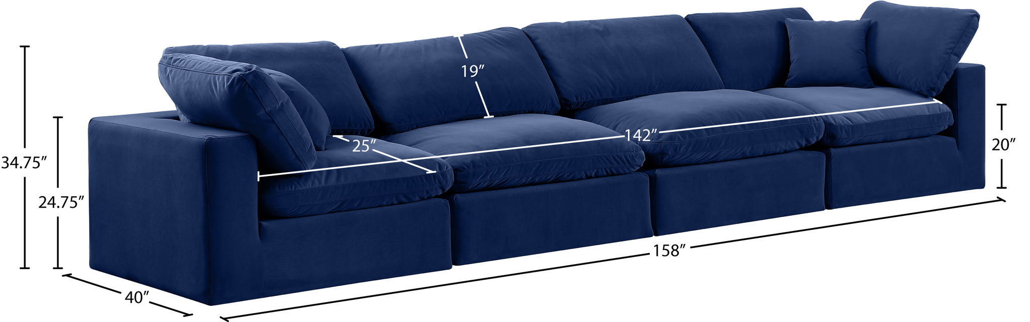Comfy - Velvet Modular Sofa 4 Seats