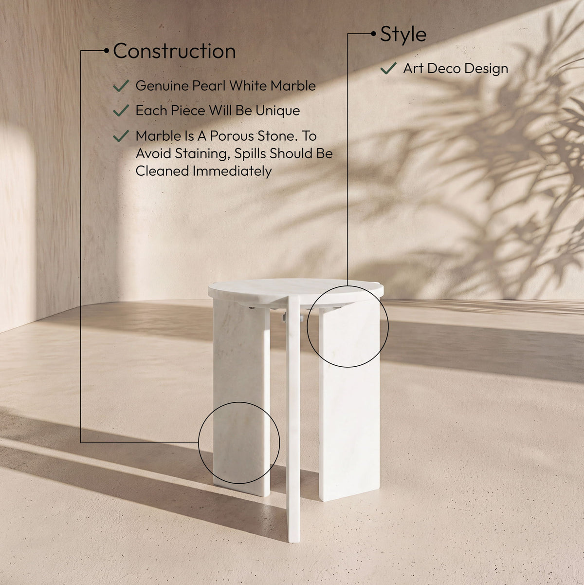 Vernazza - Genuine Marble Table