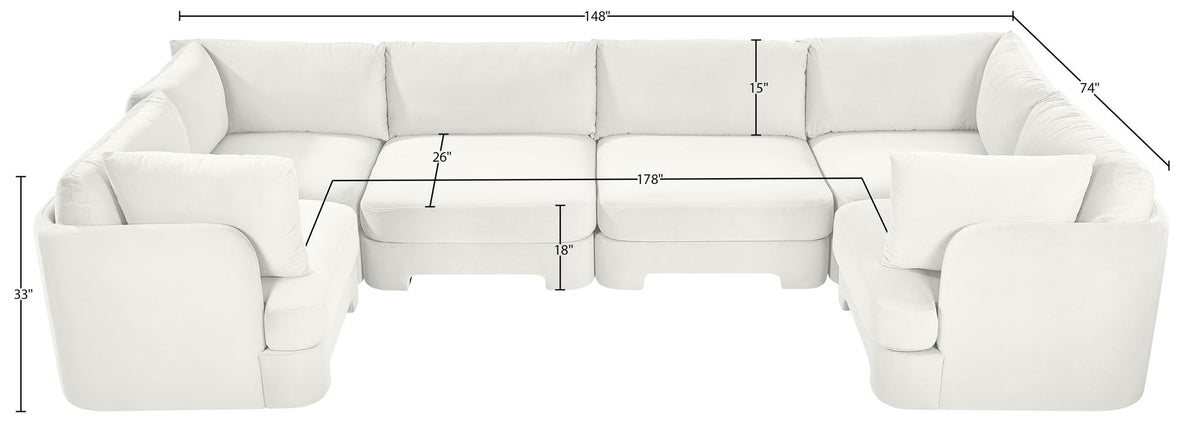 Hammond - Velvet Performance Fabric Upholstered 6 Piece U-Shaped Sectional