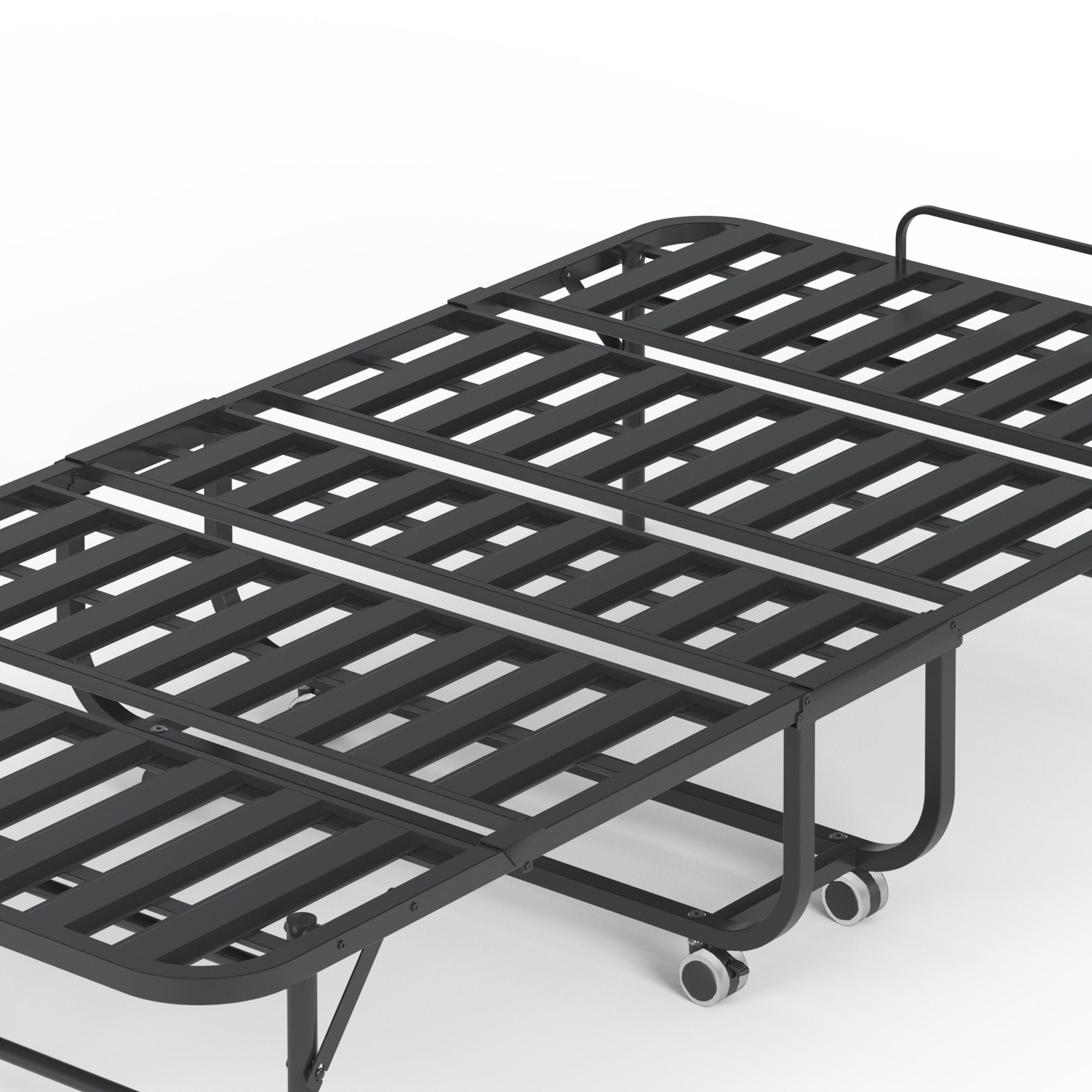 Twin Folding Bed With Memory Foam Mattress, Space Saving Rollaway Guest, On Wheels, Portable For Adults & Guests - Black
