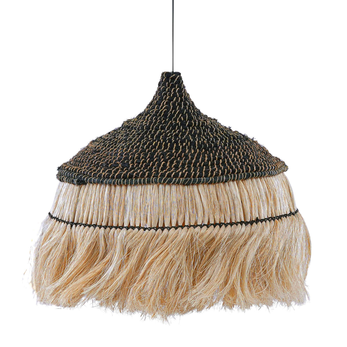 Sula - Upcycled Abaca Pendant Lamp - Natural / Black