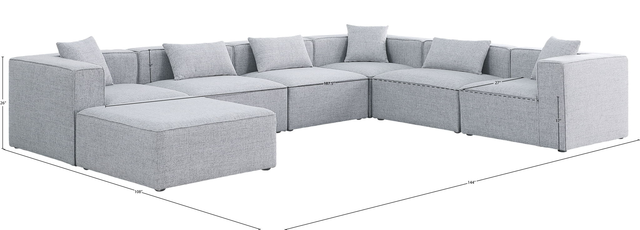 Cube - Linen 7 Piece Modular Sectional