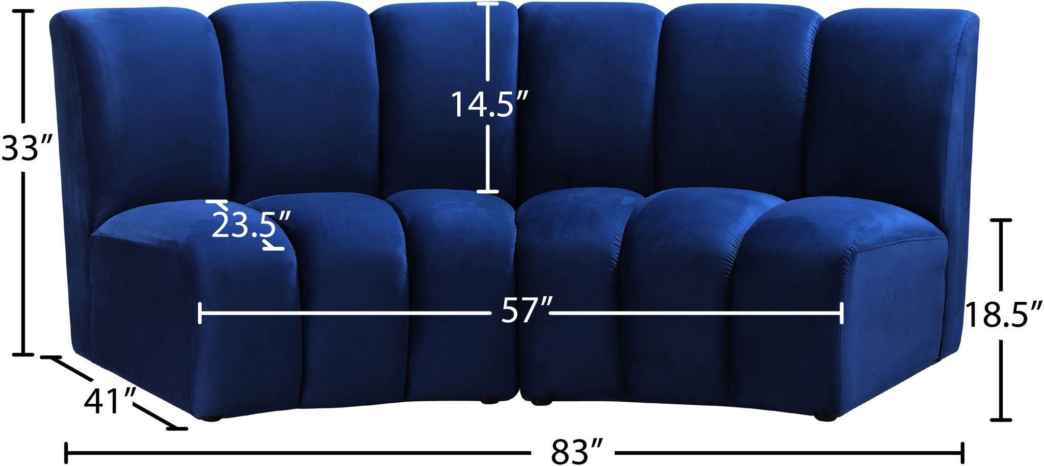 Infinity - 2 Piece Velvet Modular Sectional