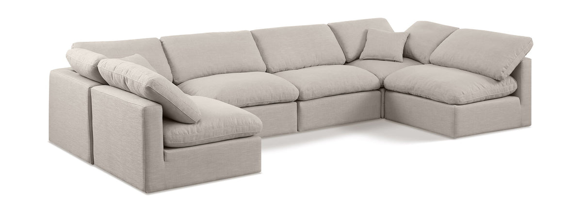 Indulge - Linen 6 Piece Modular U-Shaped Sectional