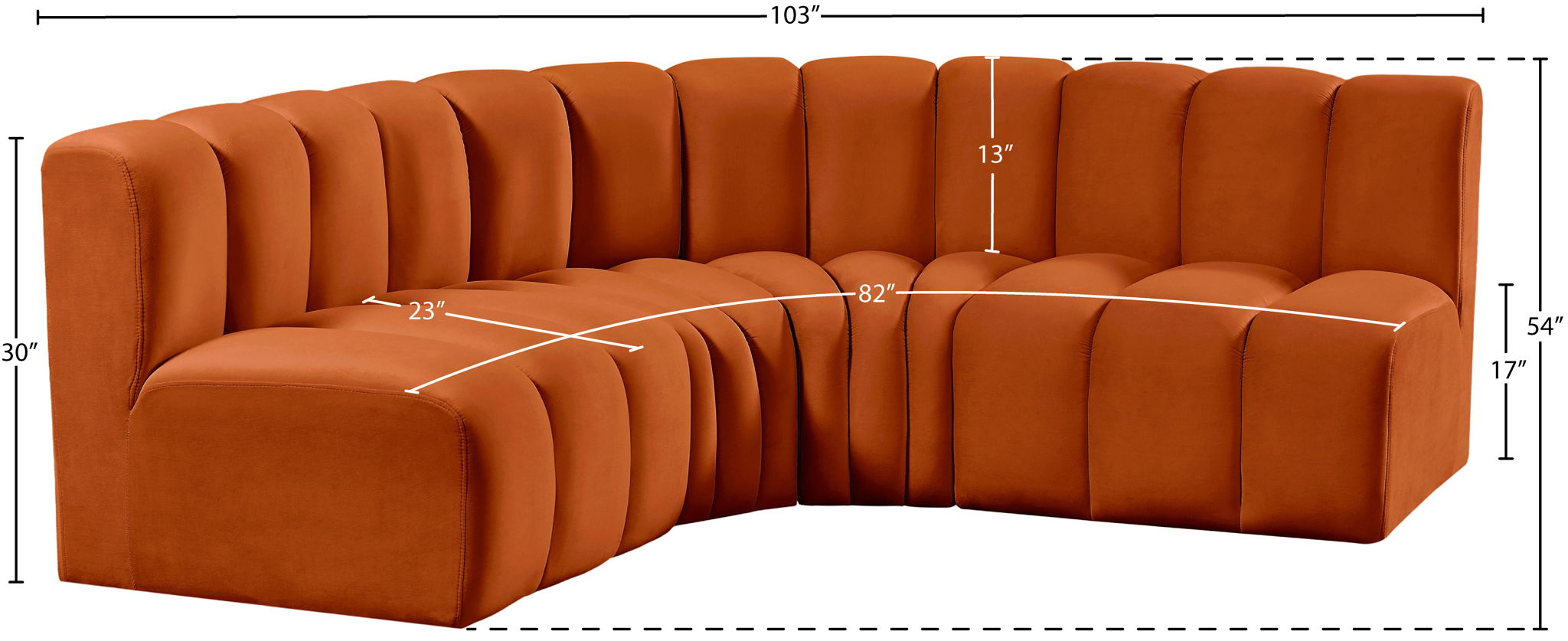 Arc - Velvet 4 Piece Corner Modular Sofa