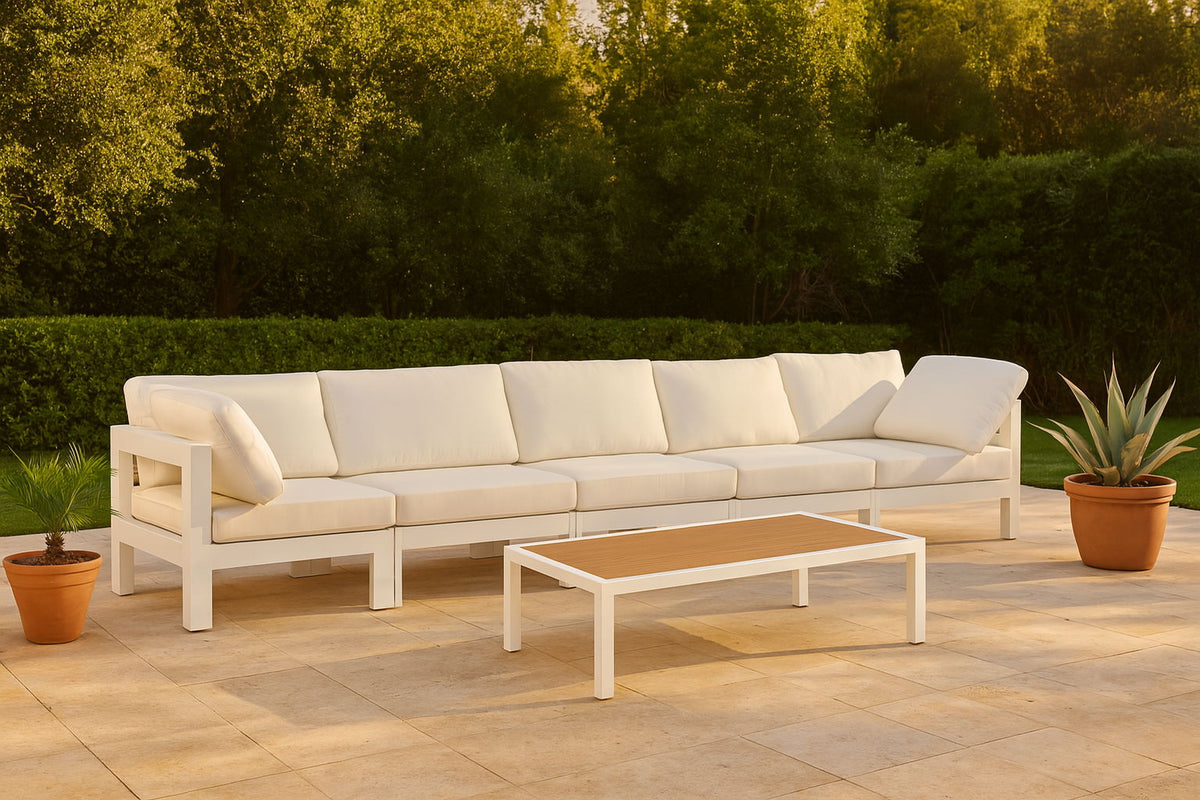 Nizuc - Outdoor Patio 5 Seat Modular Sofa With White Frame