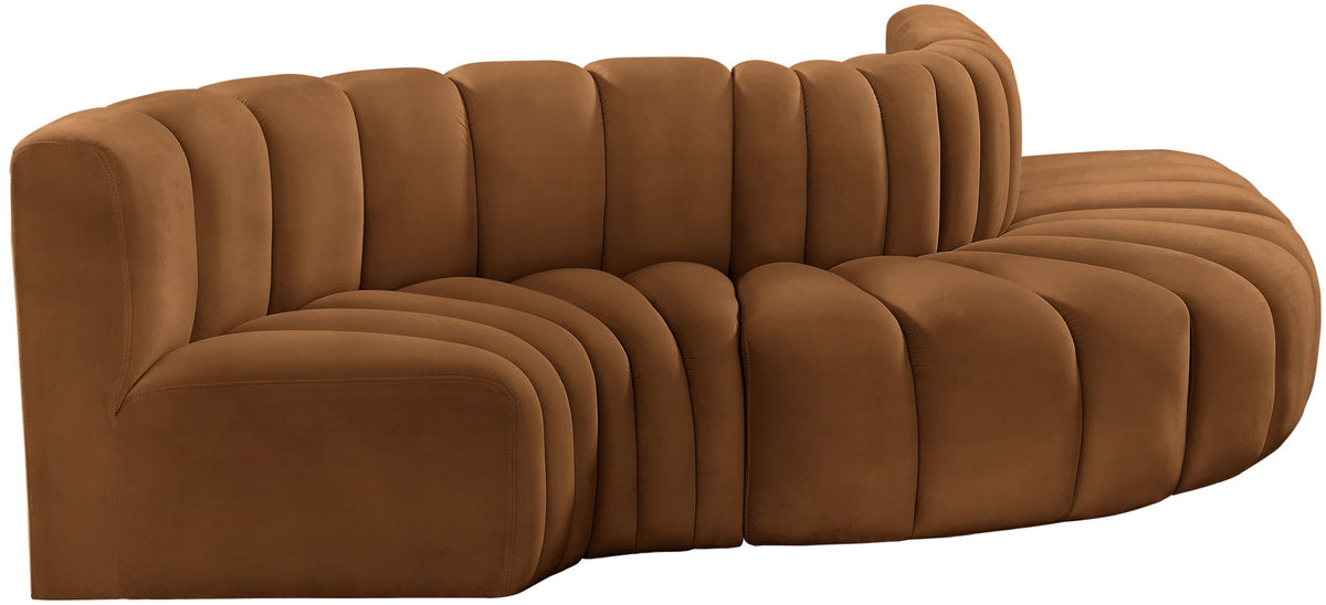Arc - Velvet 5 Piece Modular Sofa - Saddle