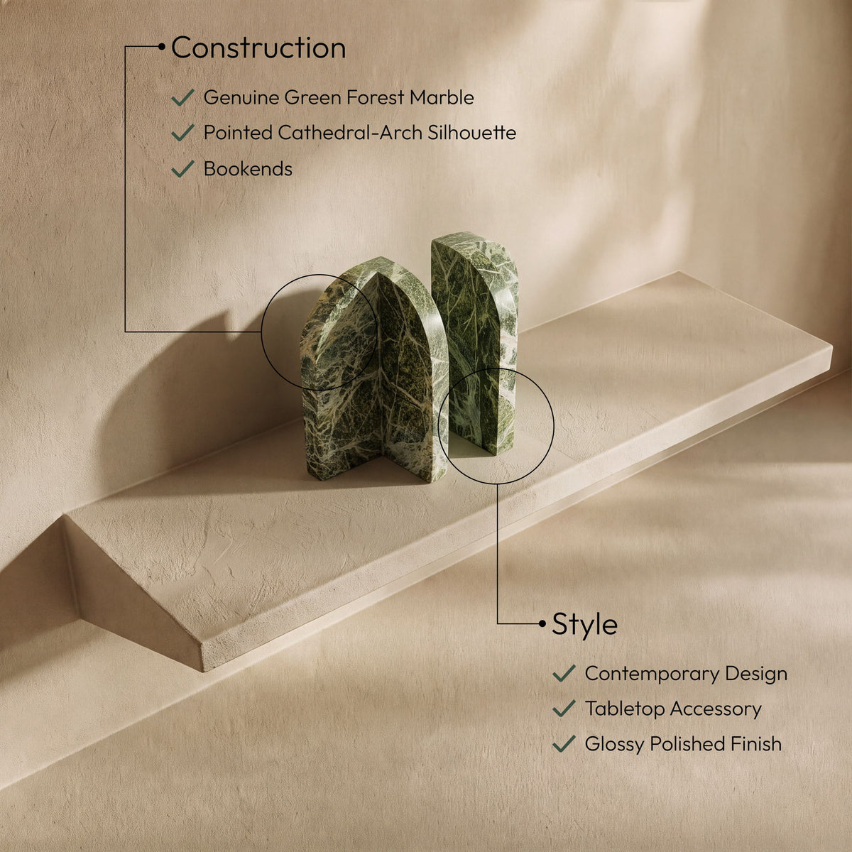 Dufresne - Genuine Marble Bookend