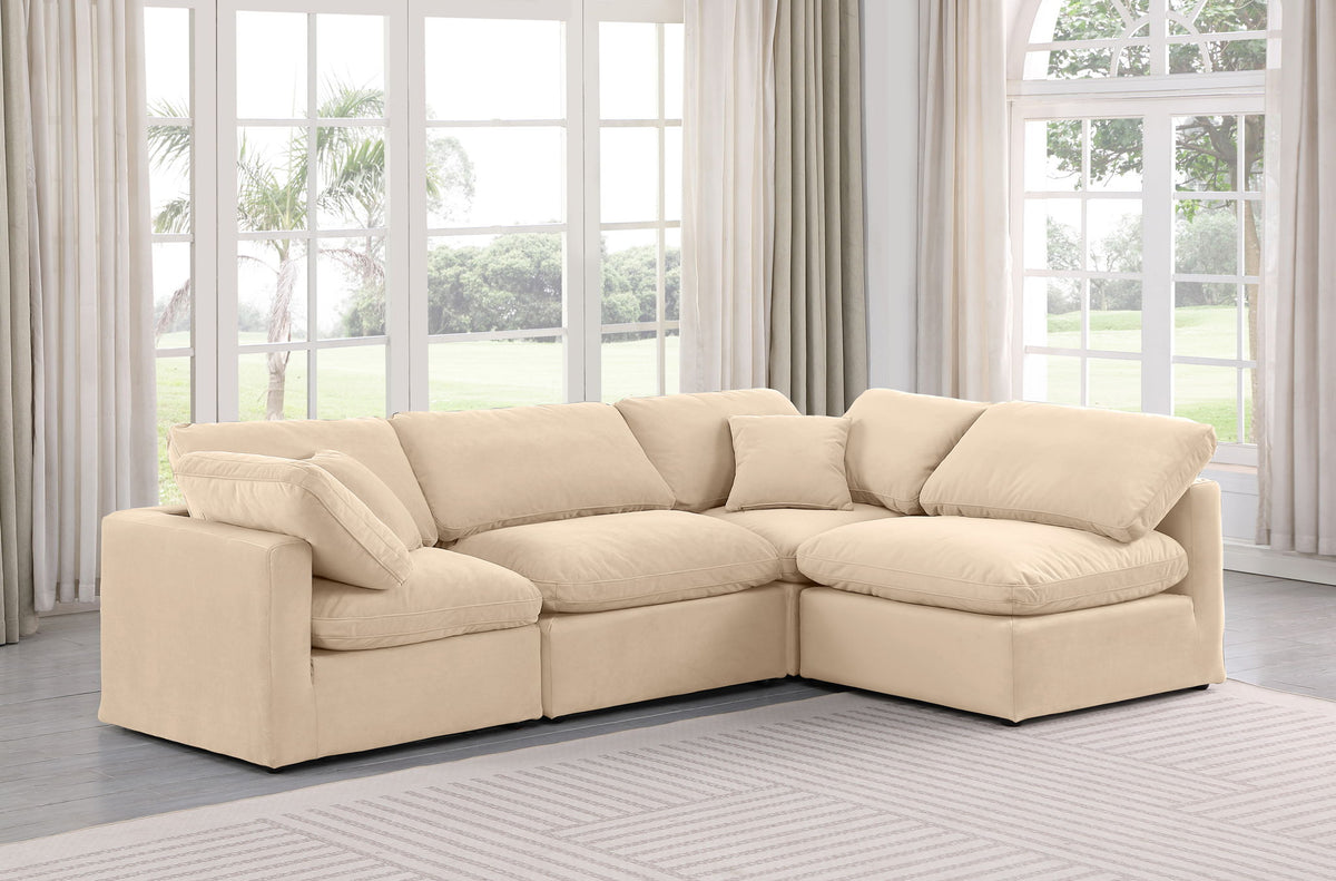 Indulge - Velvet 4 Piece Modular Sectional