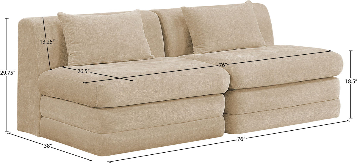 Stellar - 2 Piece 76" Upholstered Modular Armless Loveseat
