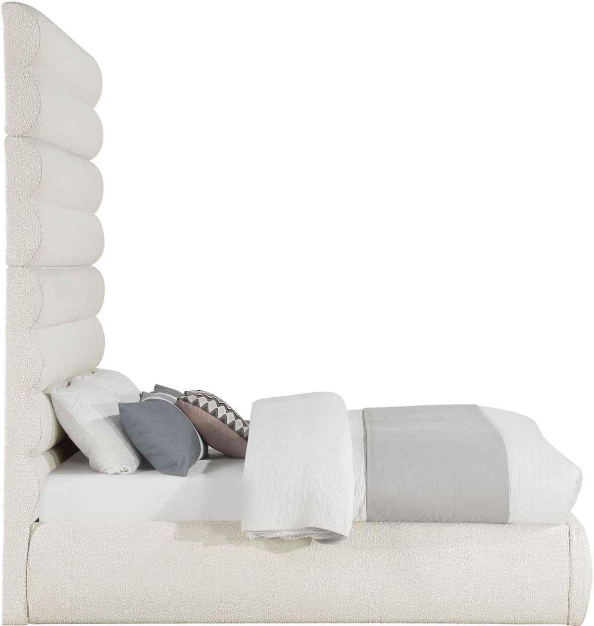 Adam - Boucle Fabric Bed With 89" Headboard