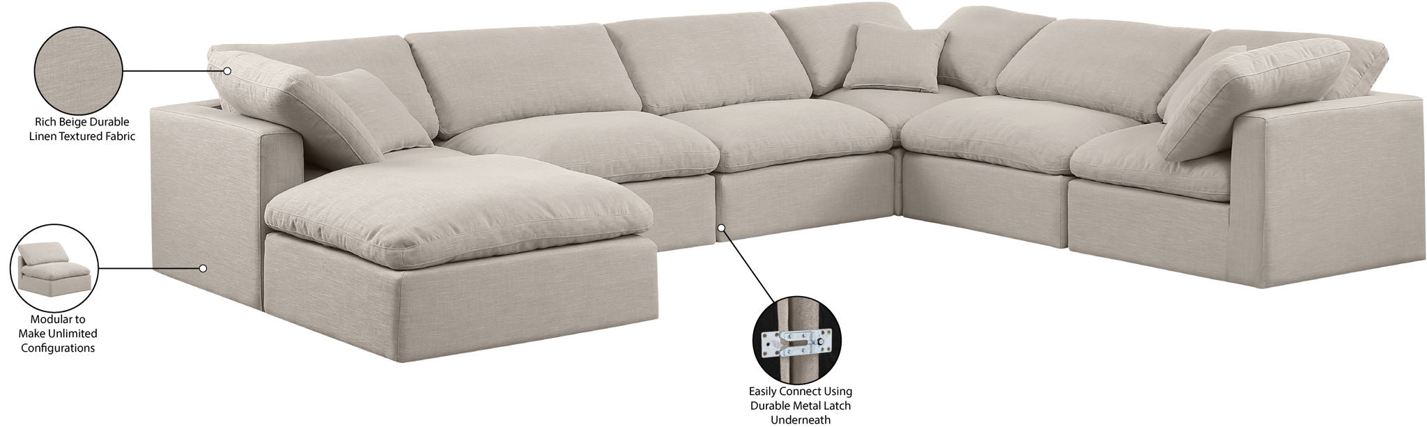 Indulge - Linen 7 Piece Modular Sectional