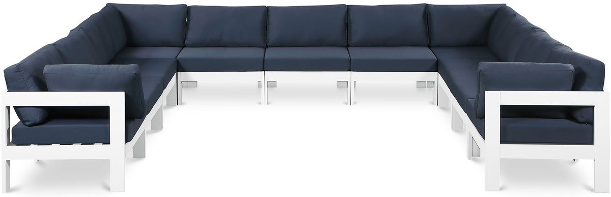 Nizuc - Outdoor Patio 11 Piece Modular Sectional With White Frame