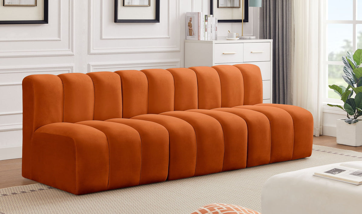 Arc - Velvet 3 Piece Modular Straight Sofa