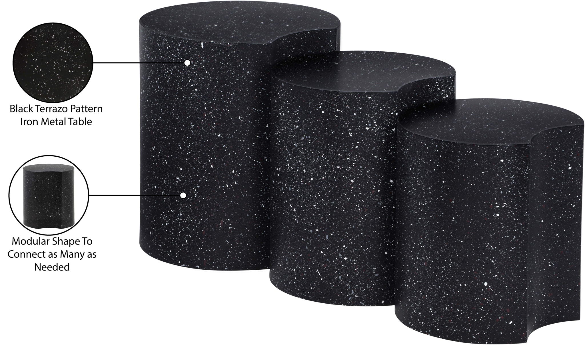 Dimple - 3 Piece Modular End Table - Terazzo Finish