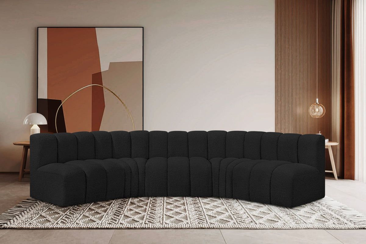 Arc - Boucle Fabric 5 Piece U-Shaped Modular Sofa