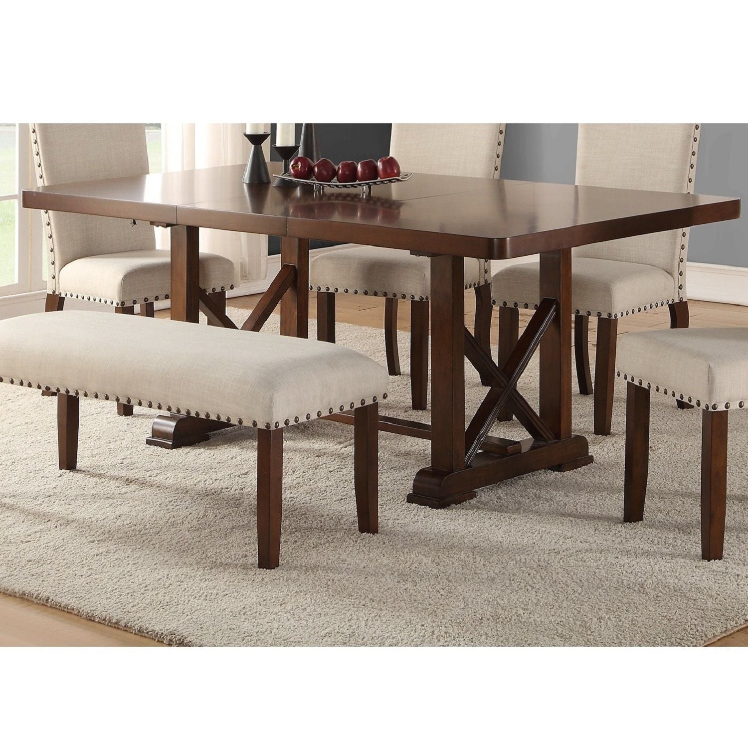 Dining Table With Leaf And Unique X Design Base - Cherry