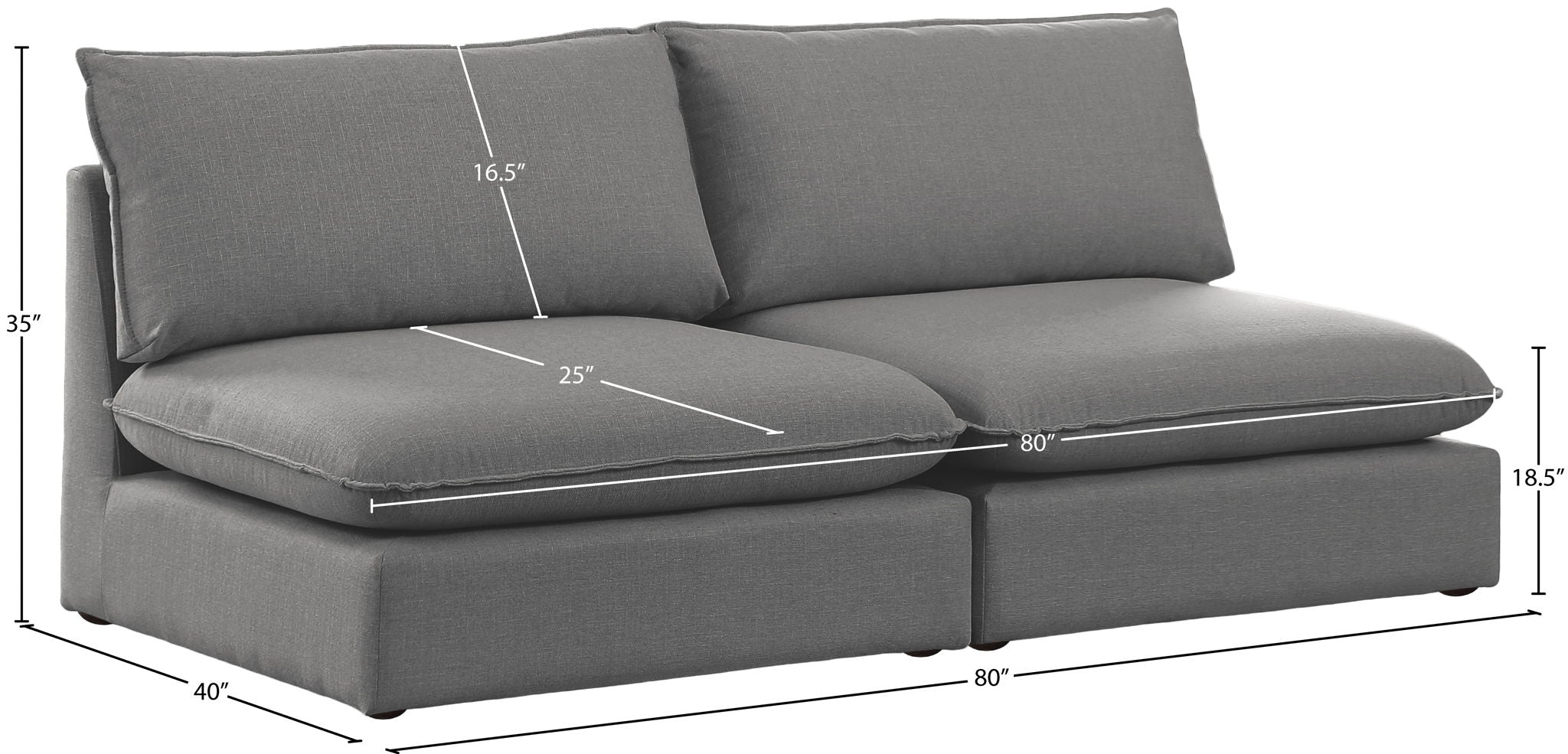Mackenzie - Modular Sofa Armless - 2 Seats